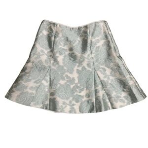 REISS Jacquard Mini Skirt SZ 8 Mint Green Floral Special Event Coquette READ